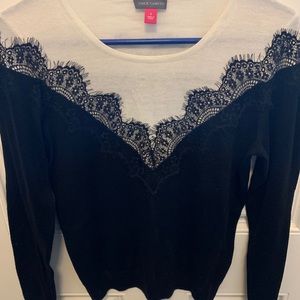 Vince Camuto beautiful sweater with lace detail